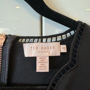 Ted Baker Skater style dress black with rose gold zipper never worn